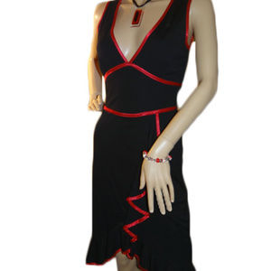 Black Dress w/Red Satin Trim
